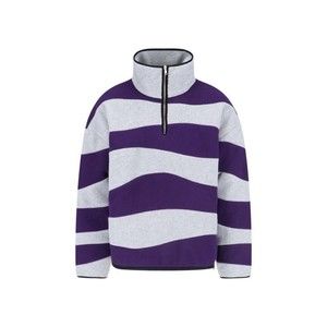 Bonsai Turtleneck Sweater In Grey Fleece Purple Striped Pattern - NWT